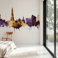 Reykjavík Skyline Purple & Gold Mural Wallpaper - room preview 06