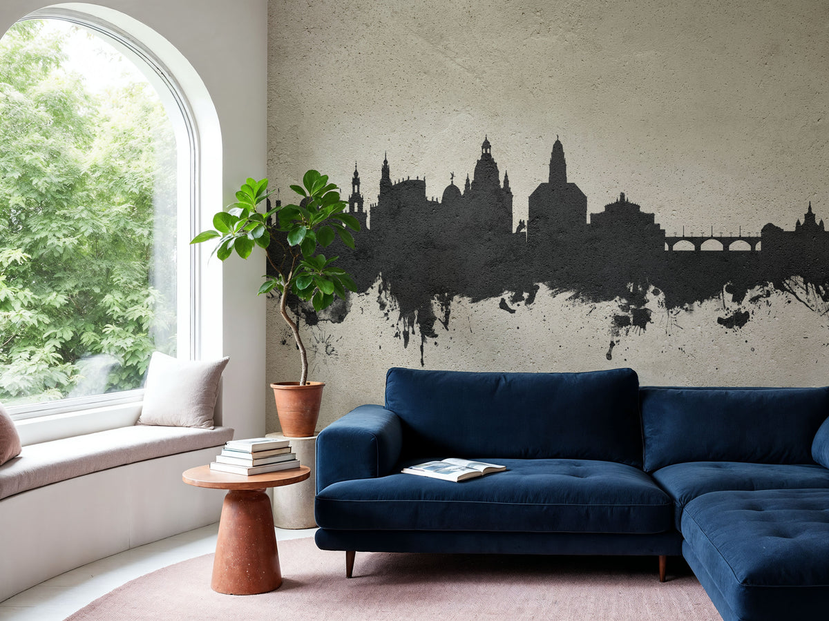 Dresden Germany Skyline Concrete Mural Wallpaper - room preview 06