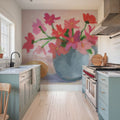 Pink Flowers with Lemon Mural Wallpaper - room preview 06