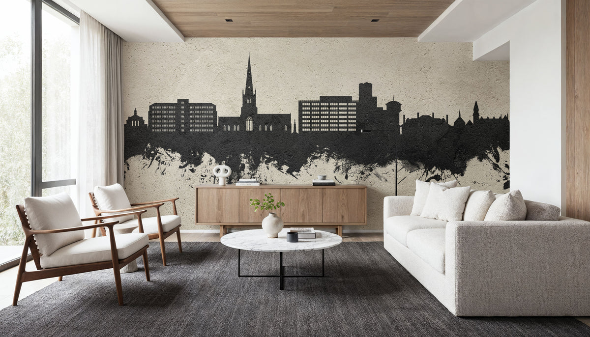 Solihull England Skyline Concrete Mural Wallpaper - room preview 06