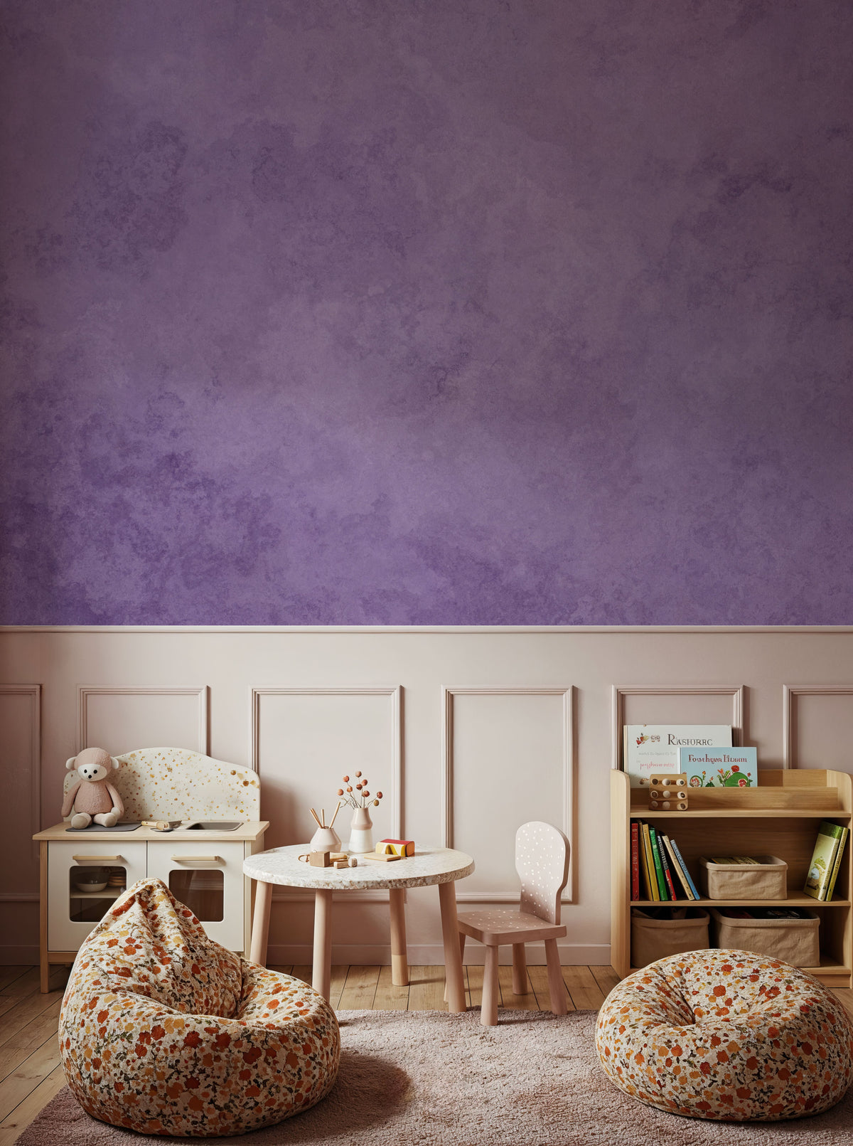 Subtle Plaster Wall, Aura Indigo Mural Wallpaper - room preview 06