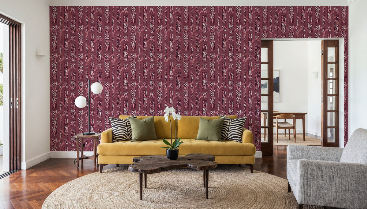 Samarkand Ferns, Rose Dust Mural Wallpaper - room preview 06