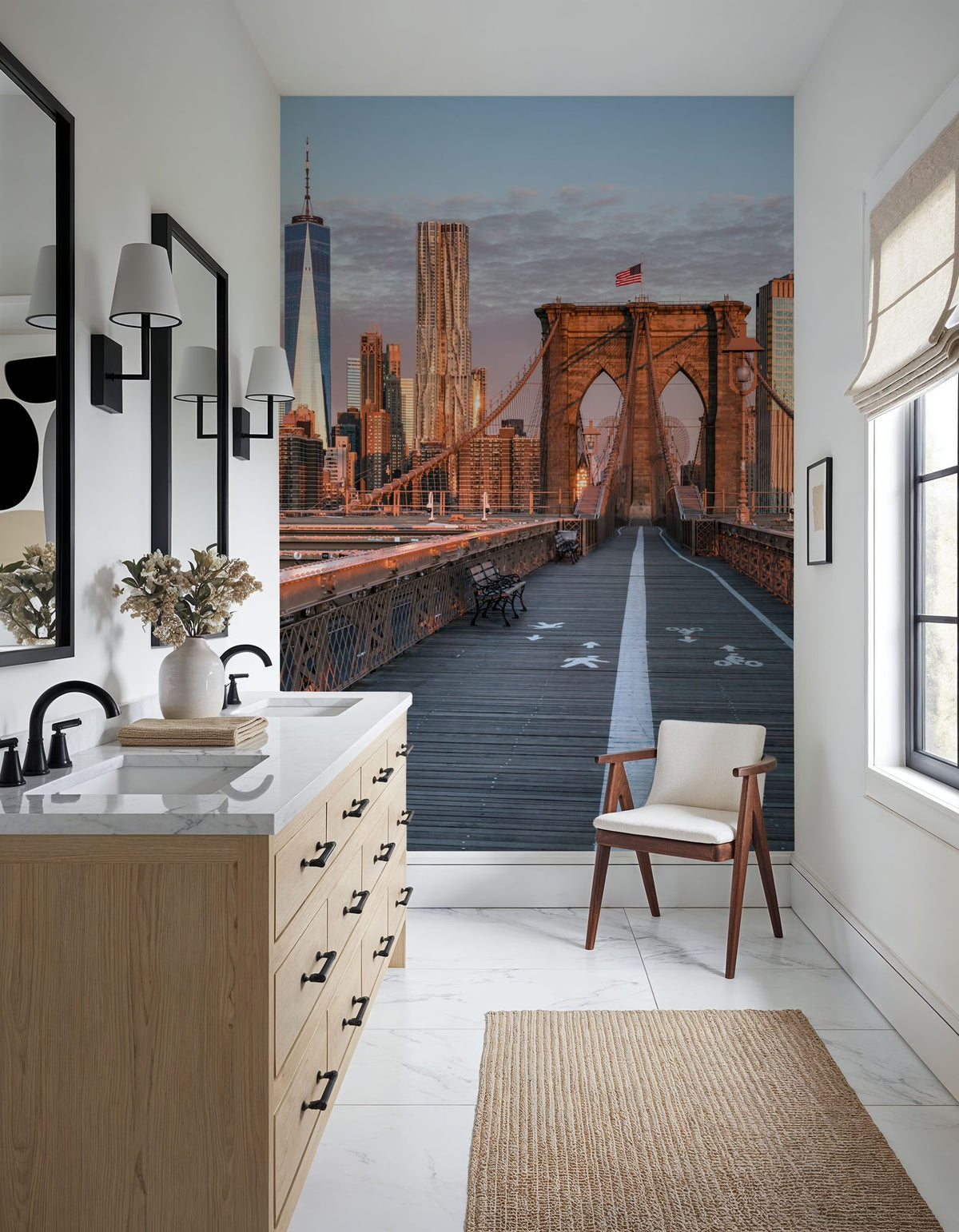 Brooklyn Bridge At Sunrise Mural Wallpaper - room preview 06