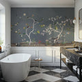 Birds in the Garden Dark Blue Mural Wallpaper - room preview 06