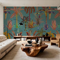 Statement Palm, Turquoise Mural Wallpaper - room preview 06