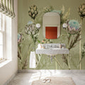 Artichoke Blooms, Pistachio Mural Wallpaper - room preview 06