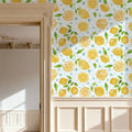 Mellow Lemons White Mural Wallpaper - room preview 06