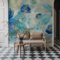 Blue Flowers Whisper I Mural Wallpaper - room preview 06
