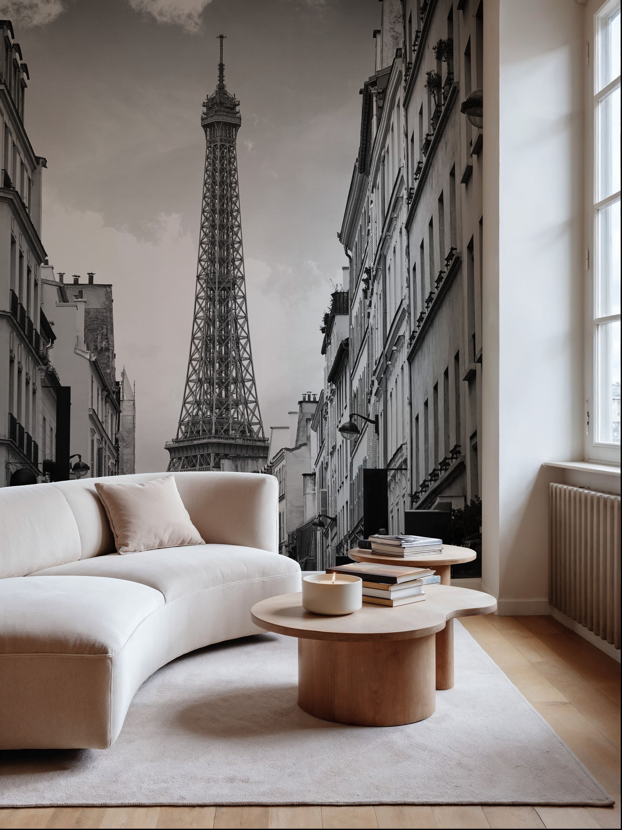 Eiffel Tower in Paris, Black & White Mural Wallpaper