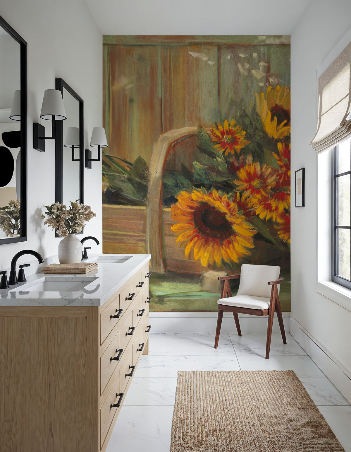 Sunflowers and Mums Mural Wallpaper - room preview 06