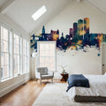 Grenoble Skyline Blue & Bronze Mural Wallpaper - room preview 06