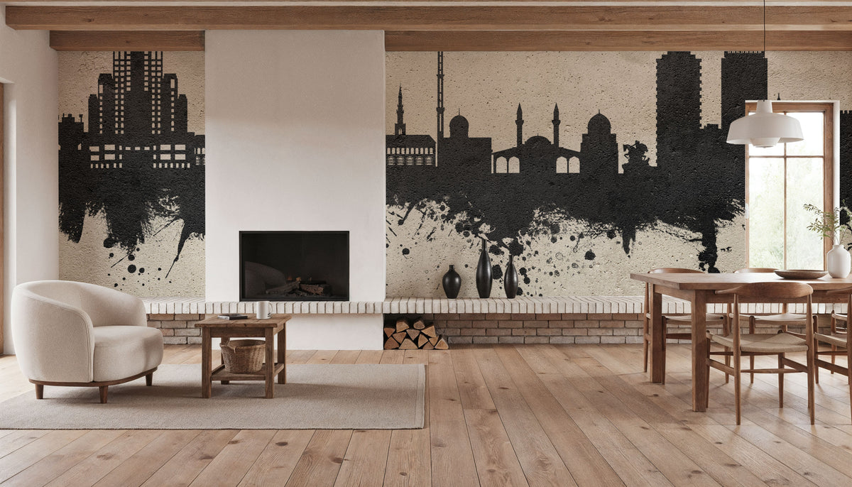 Damascus Syria Skyline Concrete Mural Wallpaper - room preview 06