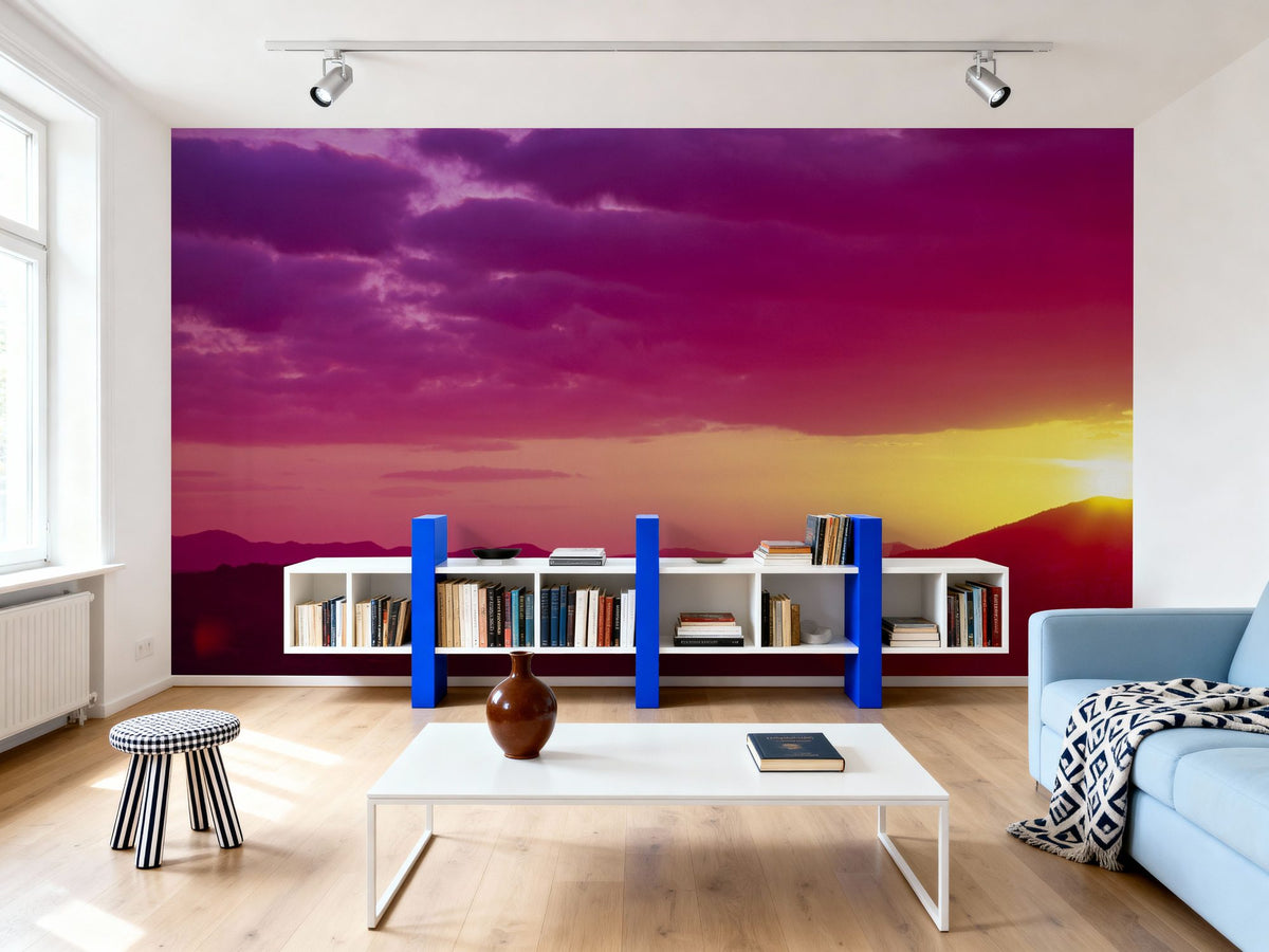 Magenta Twilight Peaks Mural Wallpaper - room preview 06