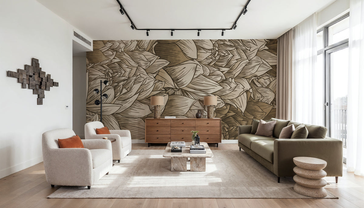 Chasing Dahlia Sepia Mural Wallpaper - room preview 06