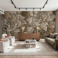 Chasing Dahlia Sepia Mural Wallpaper - room preview 06