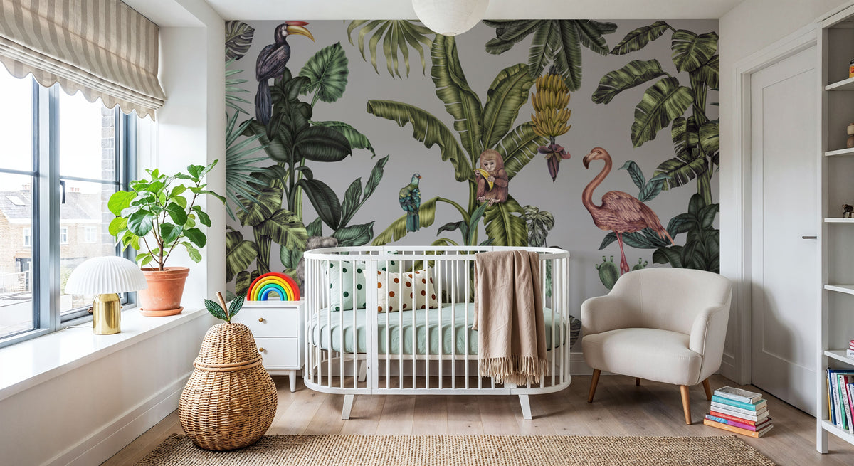 Monkeys with Birds, Mural Wallpaper - room preview 06