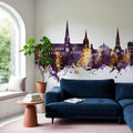 Lichfield England Skyline Purple & Gold Mural Wallpaper - room preview 06