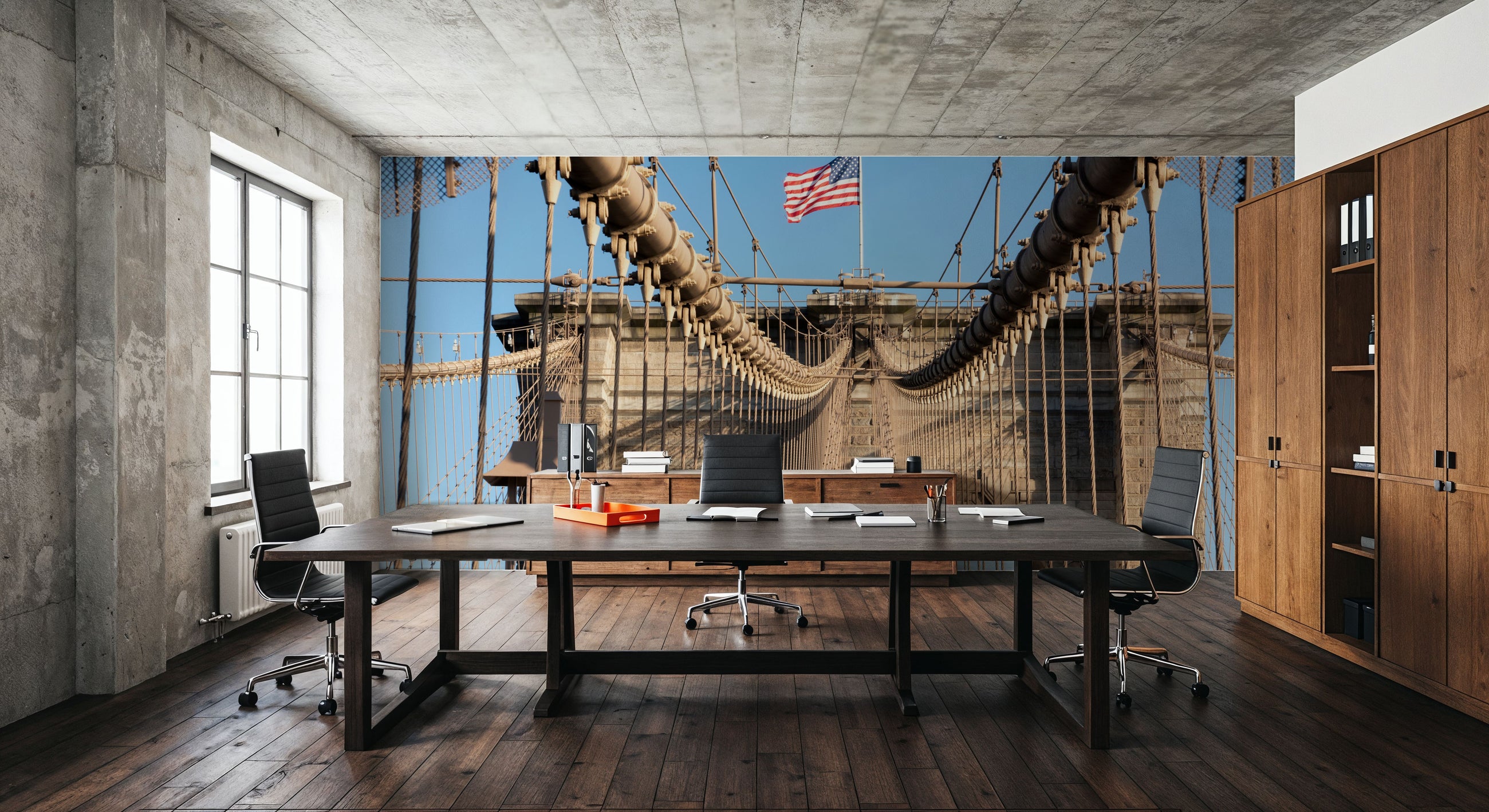 Brooklyn Bridge Symmetry Mural Wallpaper