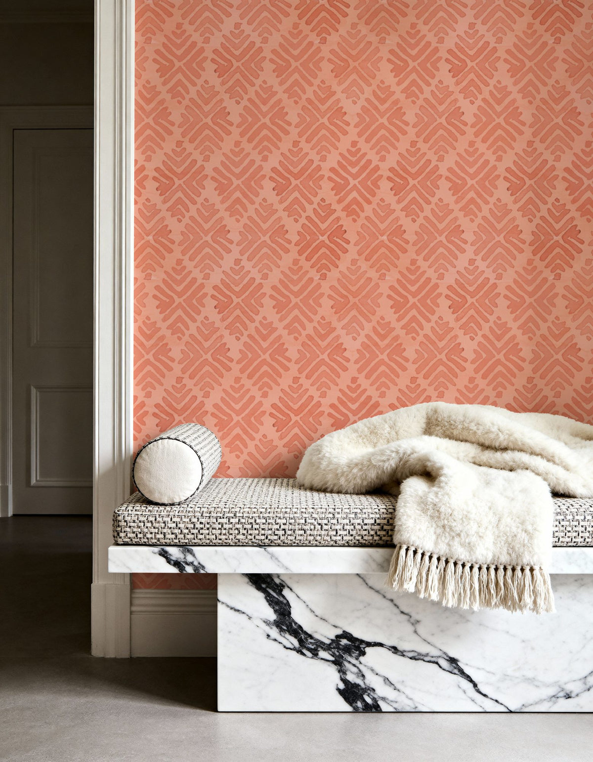Bohemian Leaves Orange Mural Wallpaper - room preview 06