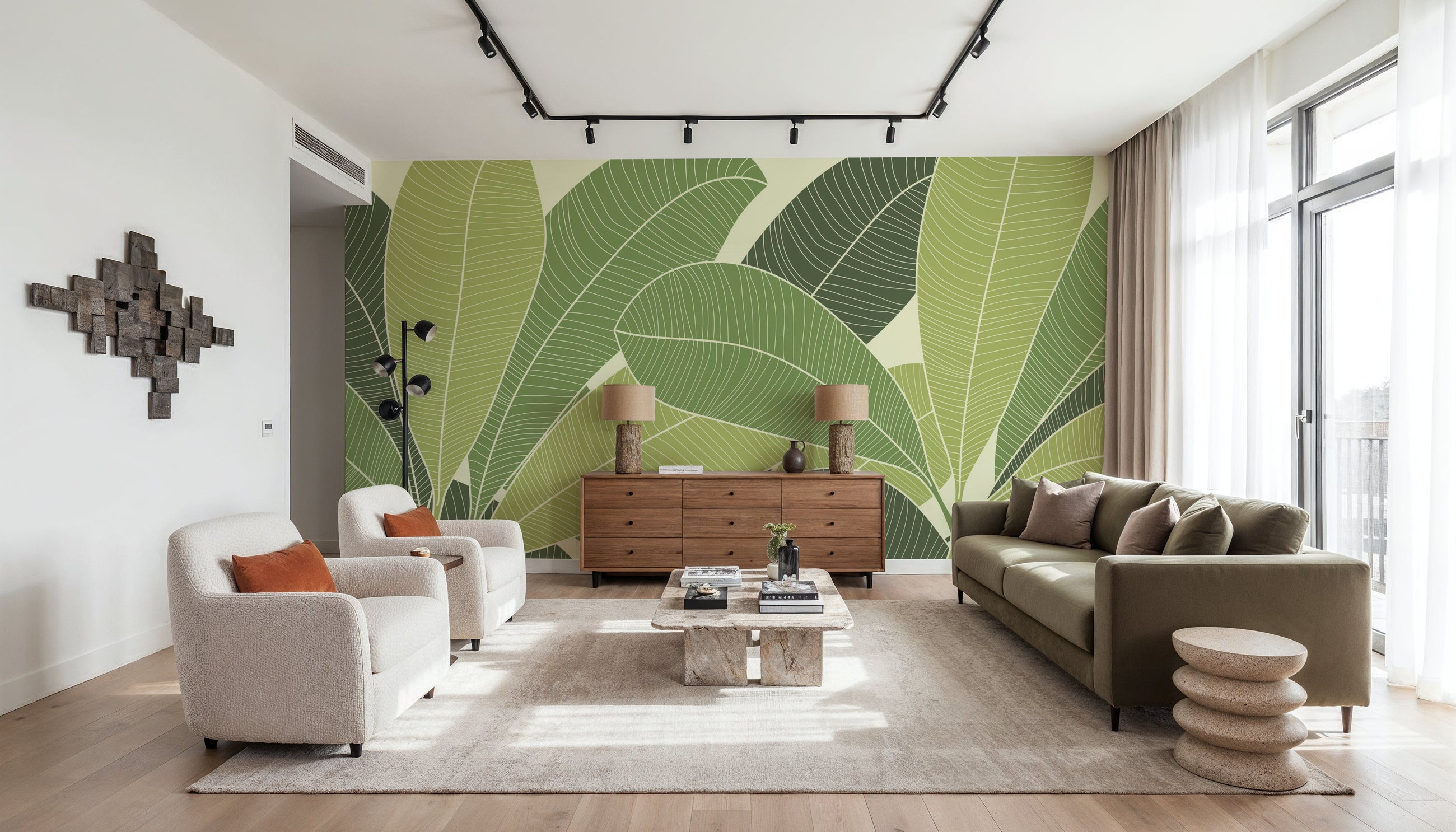 70s Monstera Mural Wallpaper