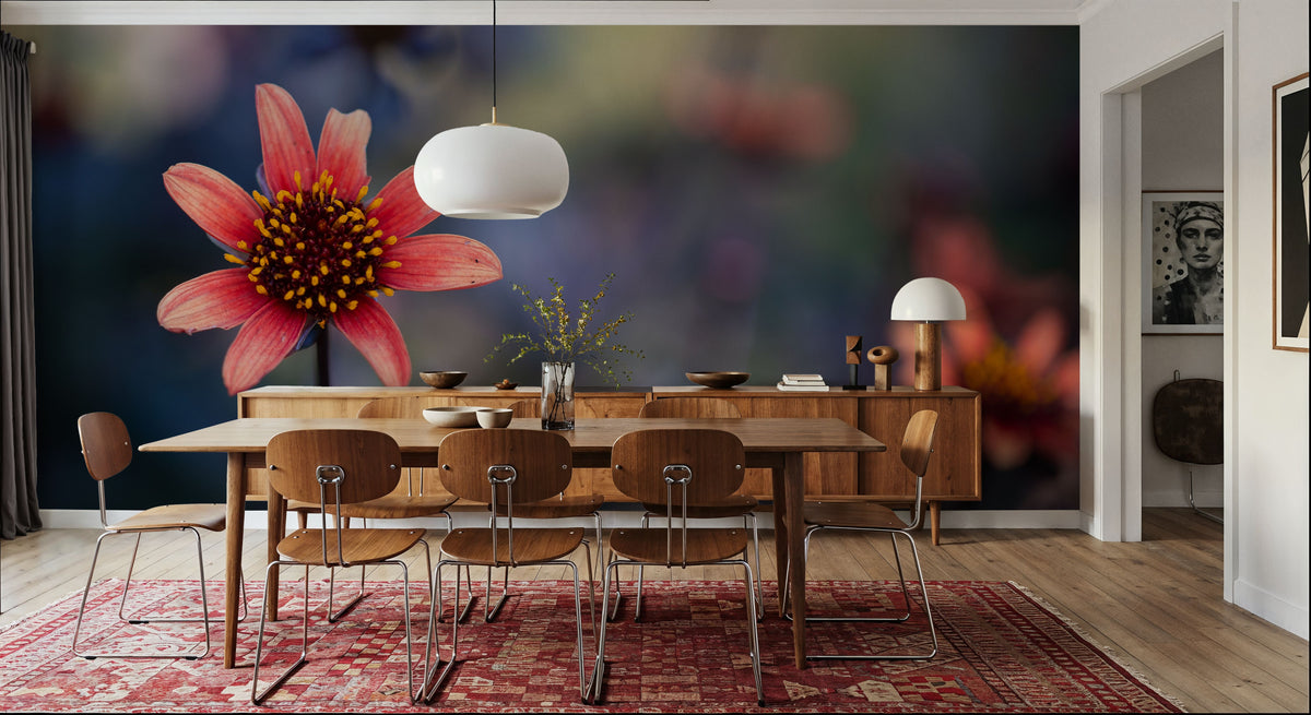 Peach Dahlias Mural Wallpaper - room preview 06