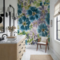 Blue Blooms Mural Wallpaper - Neutral Tone - room preview 06