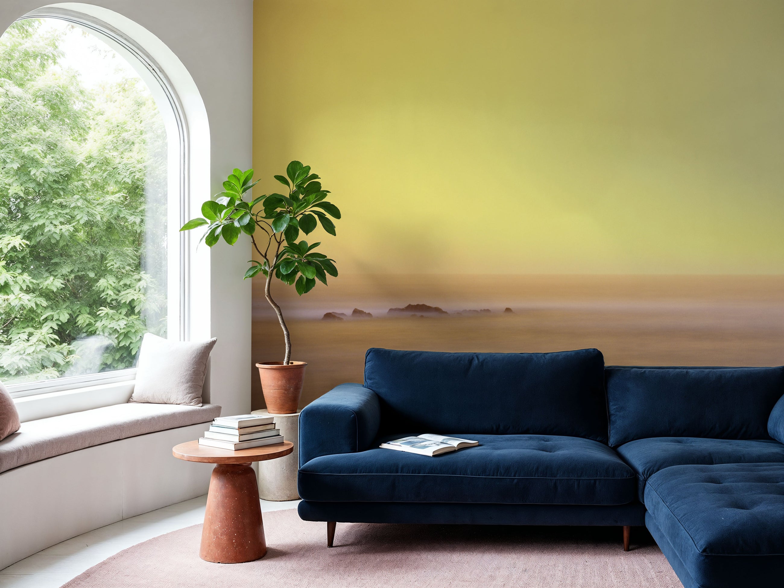 Golden Mist Harbor Mural Wallpaper