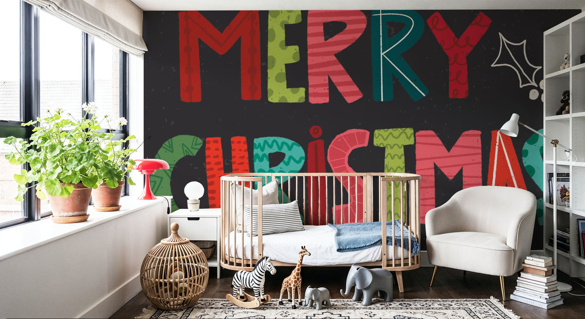 Holiday Wishes IV Mural Wallpaper - room preview 06