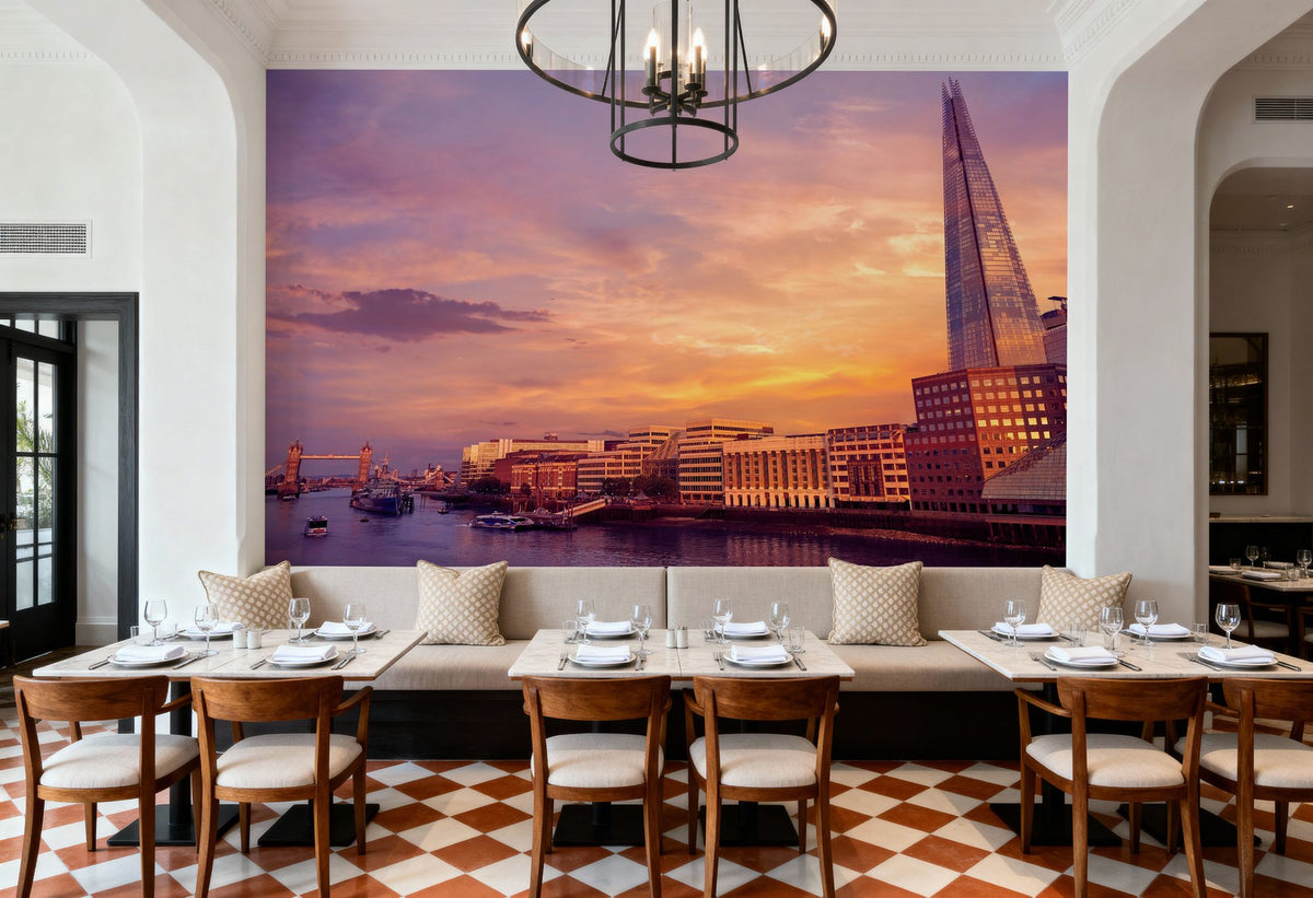 Metropolitan Sunset Orange Mural Wallpaper - room preview 06