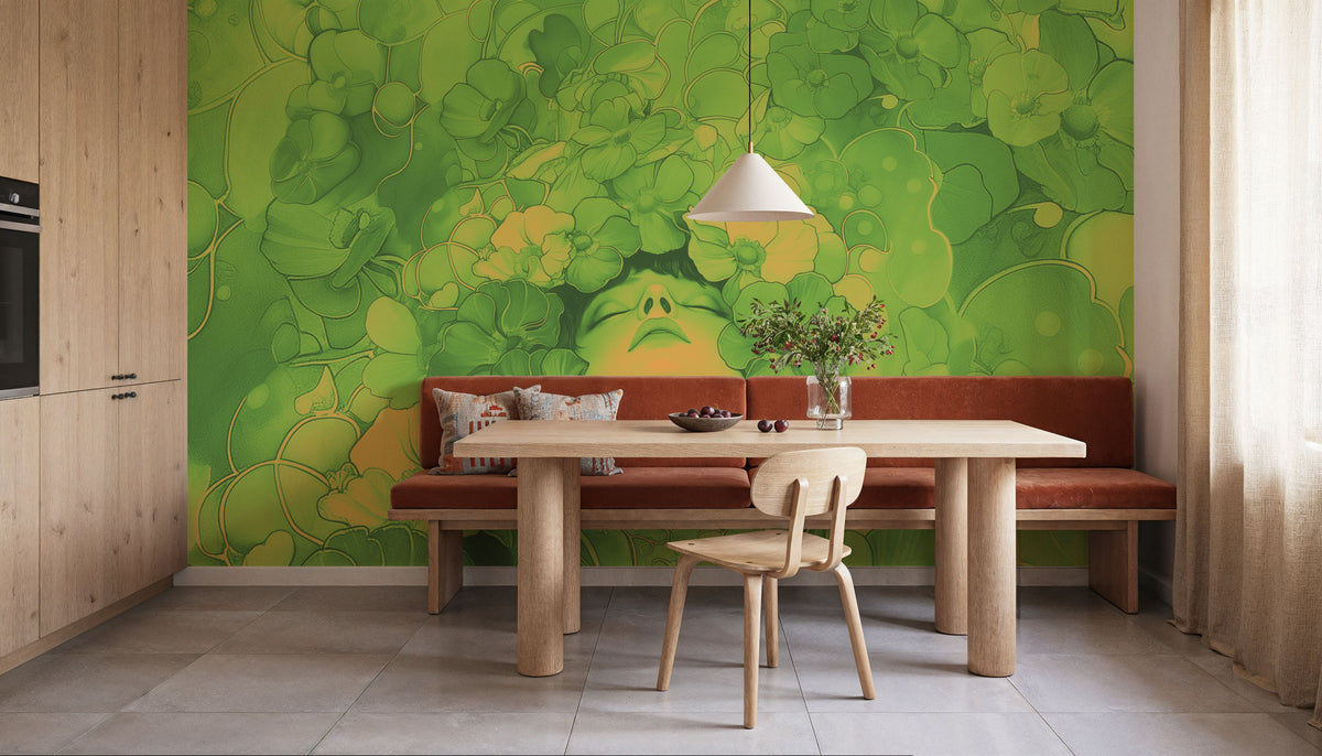 The Bucket of List Green Orange Mural Wallpaper - room preview 06