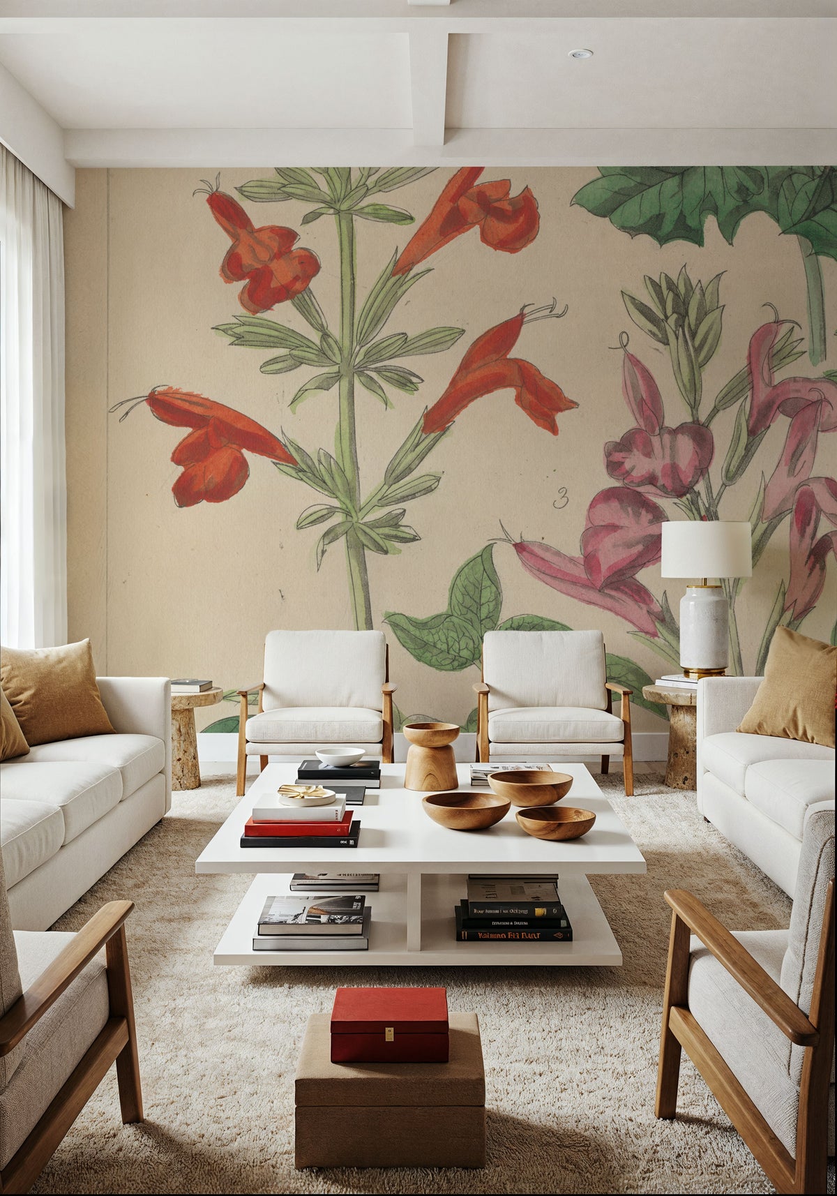 Salvia Florals I Mural Wallpaper - room preview 06