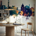 Siena Italy Skyline Blue & Bronze Mural Wallpaper - room preview 06
