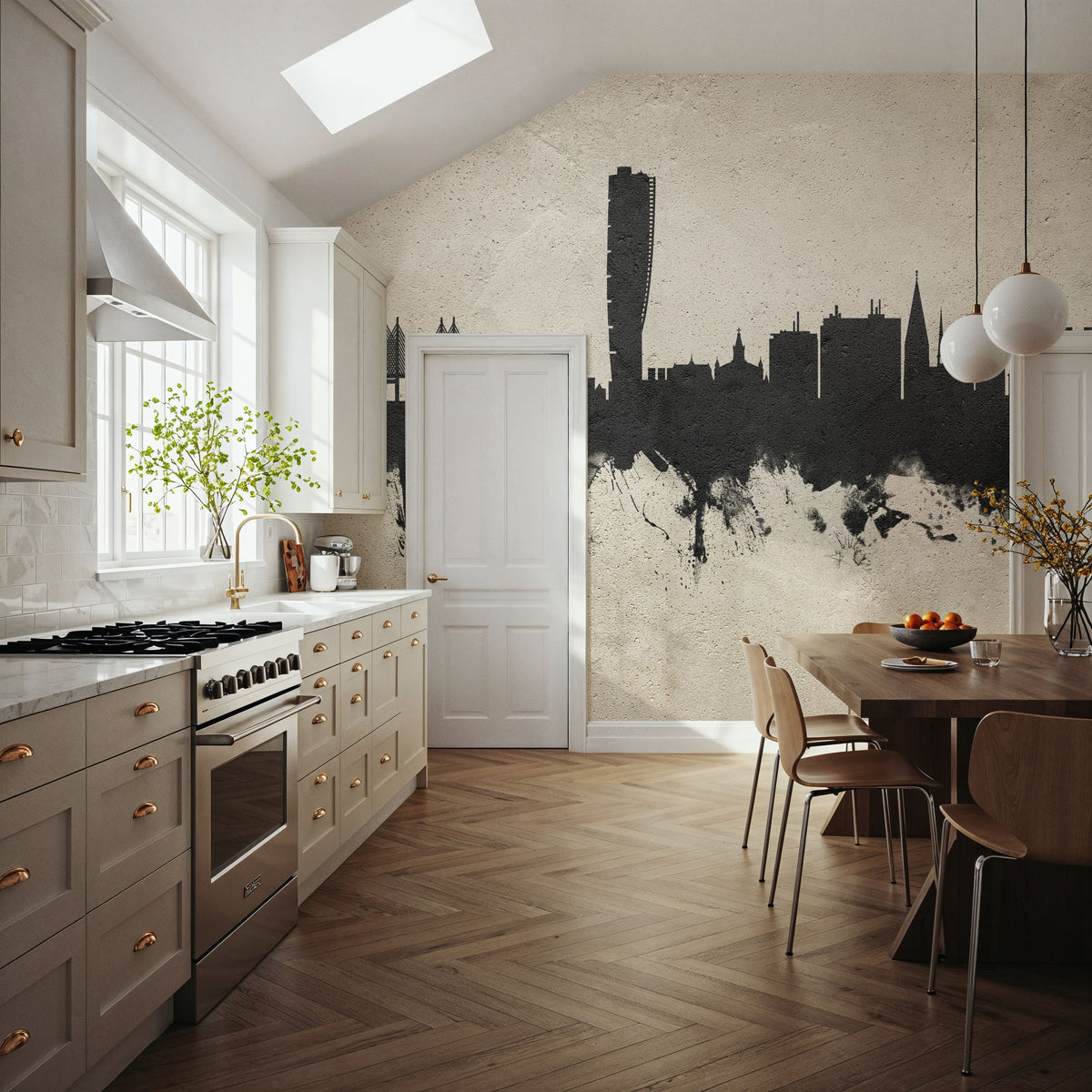 Malmö Sweden Skyline Concrete Mural Wallpaper - room preview 06