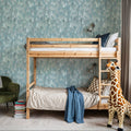 Forest Lanterns, Dusty Blue Mural Wallpaper - room preview 06