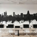 Madison Wisconsin Skyline Black & White Mural Wallpaper - room preview 06