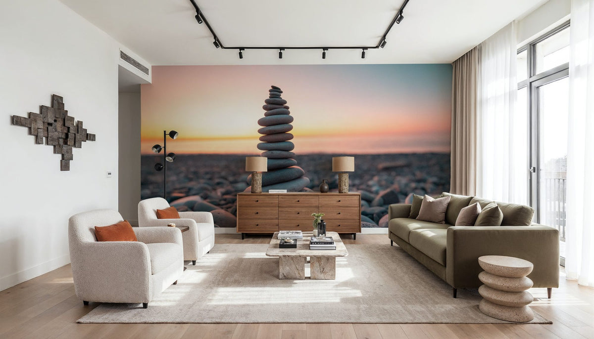 Zen Tower in Sunset Mural Wallpaper - room preview 06