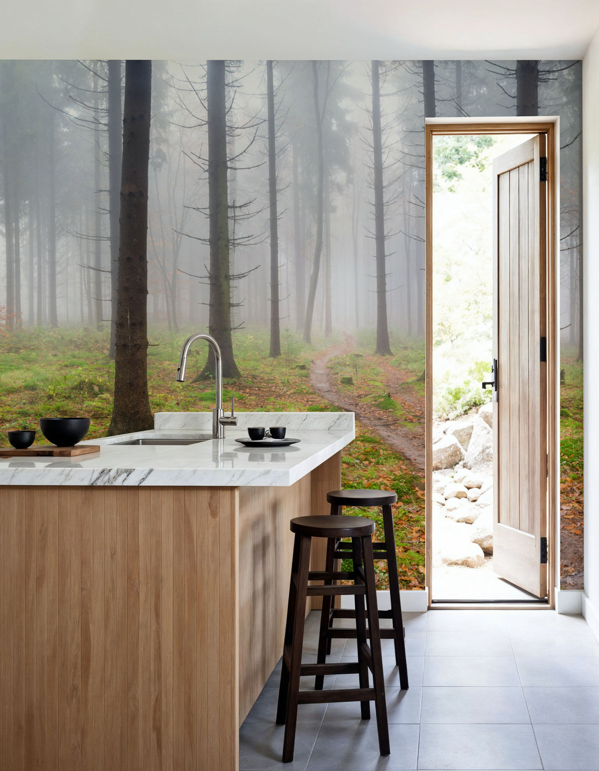 Foggy Forest Mural Wallpaper - room preview 06
