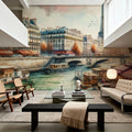 Parisian River Scene with Eiffel Tower Mural Wallpaper - room preview 06