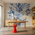 Shibori Coral III on Linen Mural Wallpaper - room preview 06