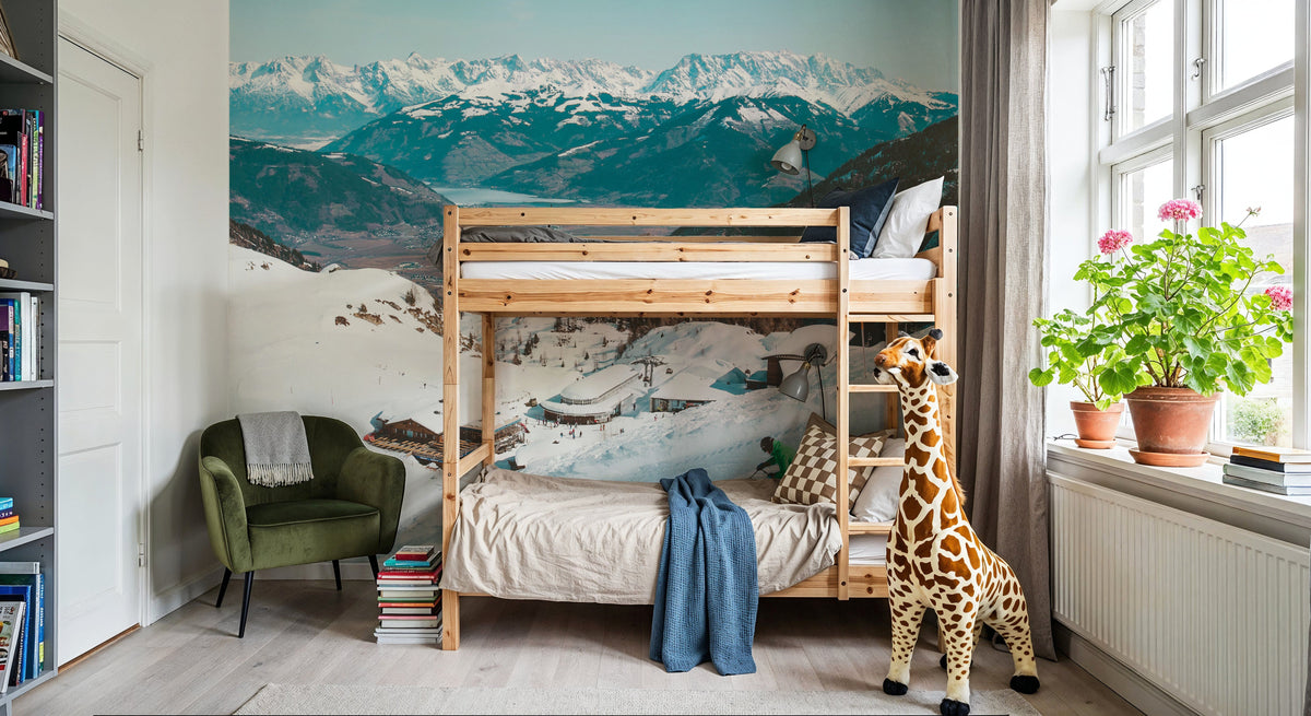 Downhill Skiing Mural Wallpaper - room preview 06