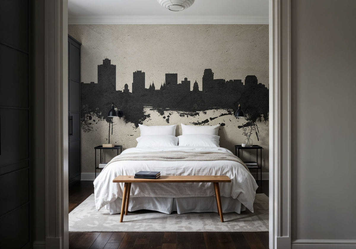 Salt Lake City Utah Skyline Concrete Mural Wallpaper - room preview 06