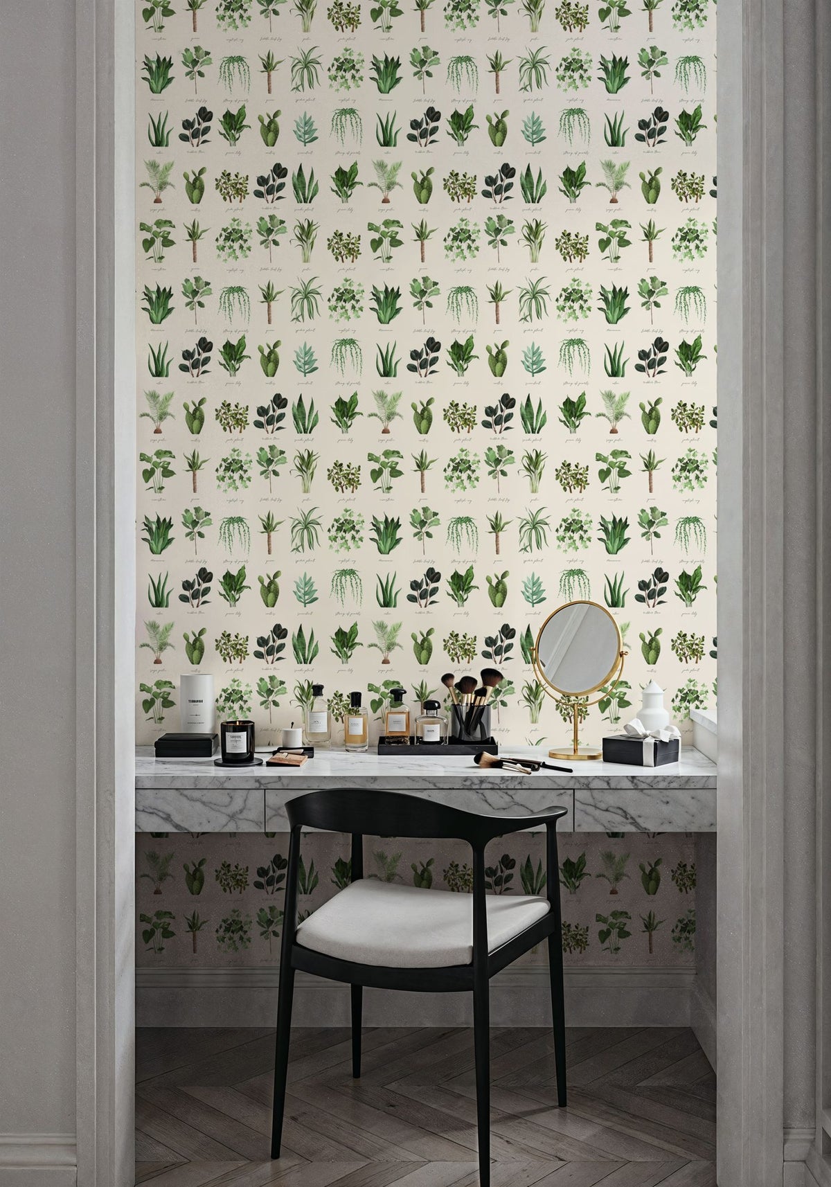 House Plant White Mural Wallpaper - room preview 06