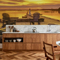 Wooden Pier At Sunset Mural Wallpaper - room preview 06