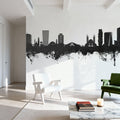 Tirana Skyline Black & White Mural Wallpaper - room preview 06