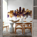 Kansas City Missouri Skyline Purple & Gold Mural Wallpaper - room preview 06