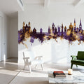 Lucerne Switzerland Luzern Skyline Purple & Gold Mural Wallpaper - room preview 06