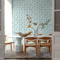 Country Flowery Turqouise Inverse Mural Wallpaper - room preview 06