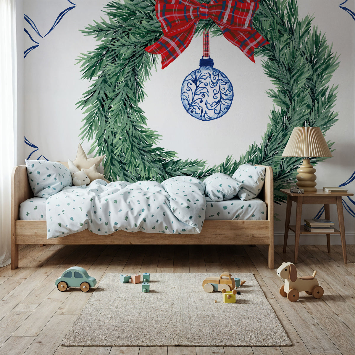 Holiday Tartan and Chinoiserie IV Mural Wallpaper - room preview 06