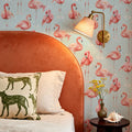 Flamingo Goals Blue Mural Wallpaper - room preview 06