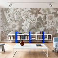 Dahlia Days, Greige Mural Wallpaper - room preview 06